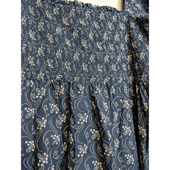 J. Crew XXL Starry Swirl Organic Cotton Smocked Midi Dress Pockets Whimsigoth - Picture 7 of 9